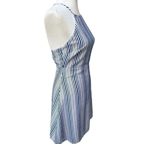 Lush Womens White Blue Striped Strappy Mini Dress Size S Preowned - Picture 9 of 12